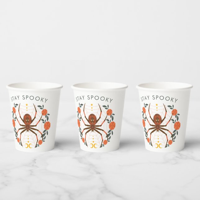 Stay Spooky Halloween Party Spider Paper Cups (Multi)