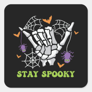 Stay Spooky Halloween Skeleton Hand Square Sticker