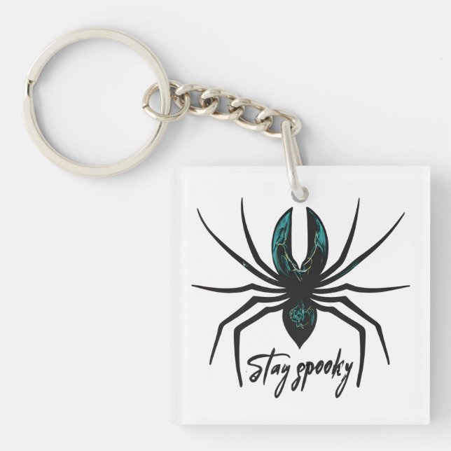 Stay Spooky Halloween Spider Keychain (Front)