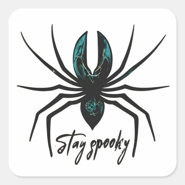 Stay Spooky Halloween Spider Square Sticker (Front)