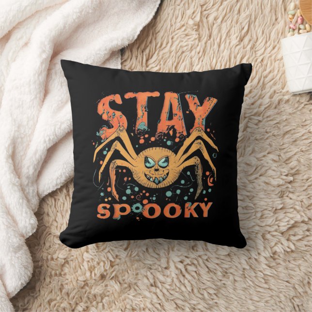 Stay Spooky Halloween Spider Throw Pillow (Blanket)