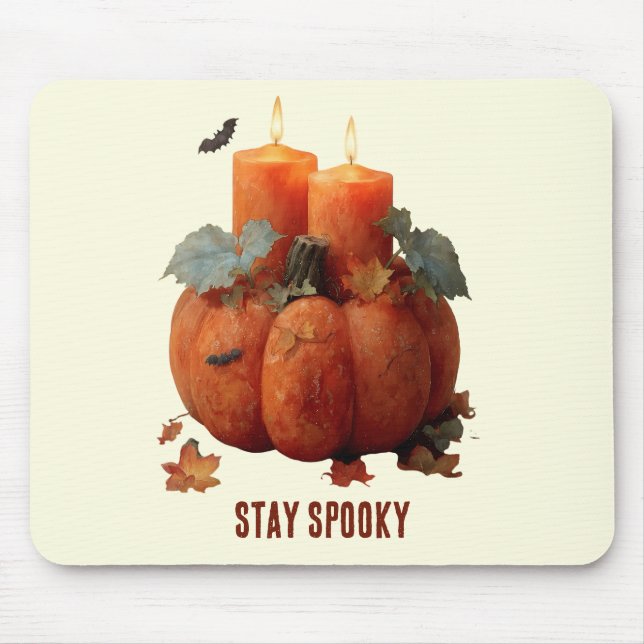 Stay Spooky Pumpkin with Candles Mouse Pad (Front)