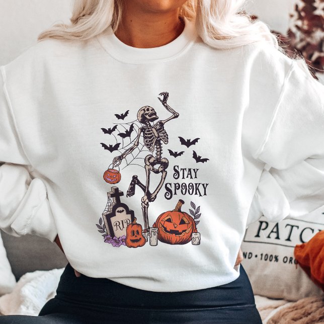 Stay Spooky Skeleton and Pumpkin Sweatshirt (Creator Uploaded)