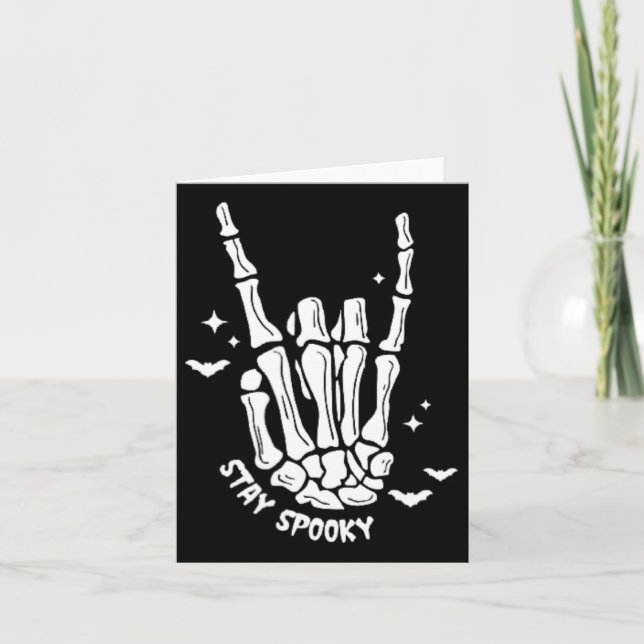 Stay-spooky Skeleton Hands Halloween  Card (Front)