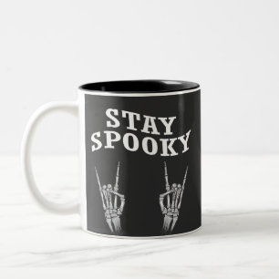 Stay Spooky Skeleton Hands Halloween Spooky Cute Two-Tone Coffee Mug