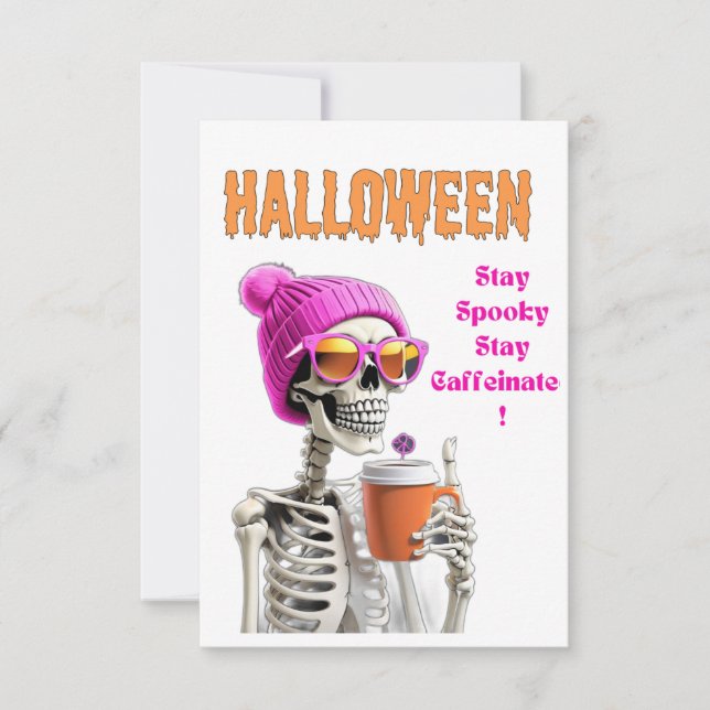 Stay Spooky, Stay Caffeinated Halloween Card (Front)