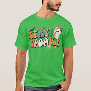 Stay Spooky Vibes Floral Ghost Hippie Halloween Gr T-Shirt