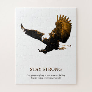 Stay Strong Bald Eagle Motivational Artwork Jigsaw Puzzle