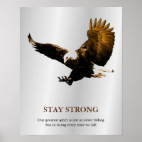 Stay Strong Bald Eagle Motivational Brown Gray