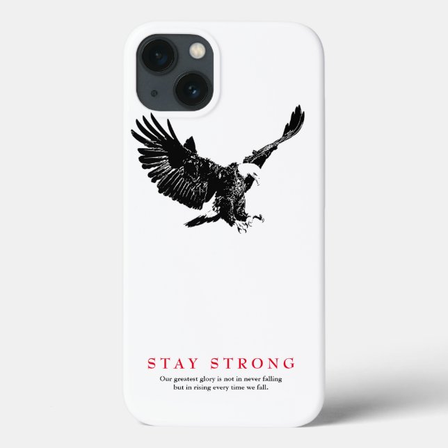 Stay Strong Black White Bald Eagle Motivational  Case-Mate iPhone Case (Back)
