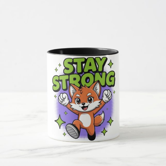 Stay Strong Positive Cartoon Design Mug (Center)