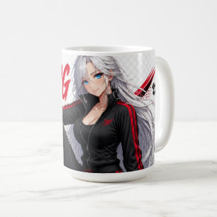 Stay Strong Silver Hair Anime Girl Coffee Mug