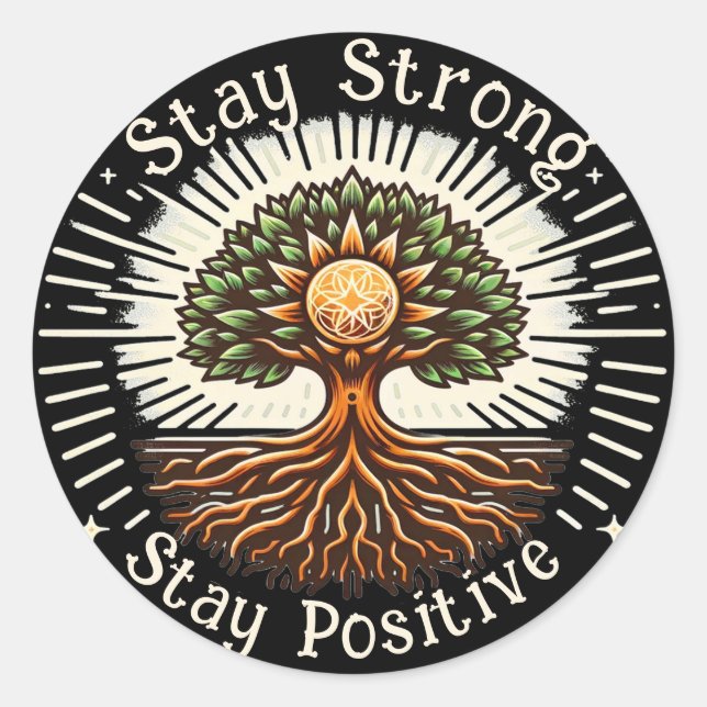 Stay Strong, Stay Positive Classic Round Sticker (Front)