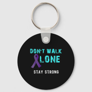 Stay Strong Teal-purple Ribbon Suicide Prevention Keychain
