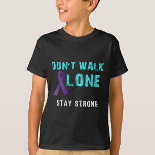 Stay Strong Teal-purple Ribbon Suicide Prevention  T-Shirt