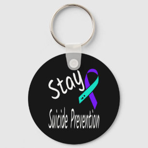 Stay Suicide Prevention Ribbon Semicolon Awareness Keychain