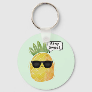 Stay Sweet Pineapple Cartoon Fun Keychain