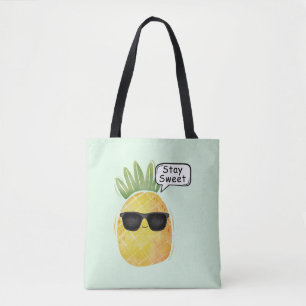 Stay Sweet Pineapple Cartoon Fun Tote Bag