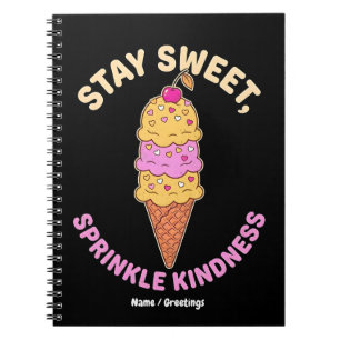 Stay Sweet Sprinkle Kindness Retro Ice Cream Heart Notebook