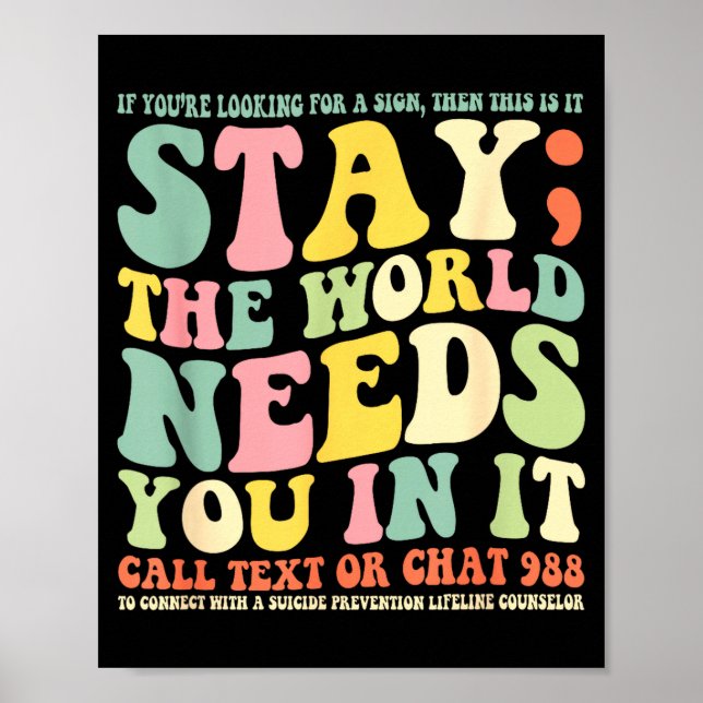 Stay the world needs you in it call text 988  poster (Front)