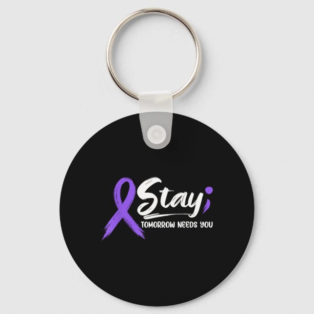 Stay - Tomorrow Needs Semicolon Prevention Retro Keychain (Front)