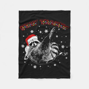 Stay Trashy Christmas Raccoon Xmas Trash Panda Rac Fleece Blanket