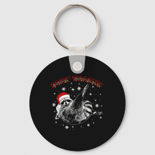 Stay Trashy Christmas Raccoon Xmas Trash Panda Rac Keychain