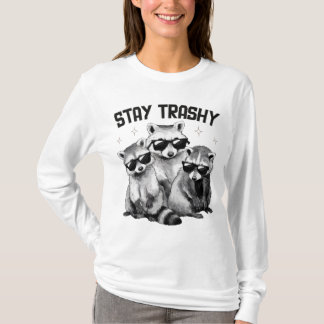 Stay Trashy Cool Raccoons Sunglasses Retro T-Shirt