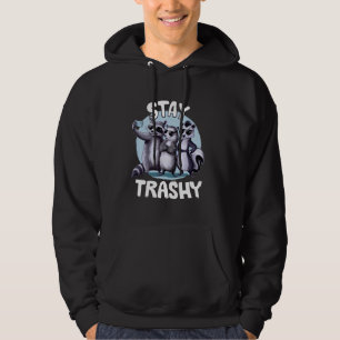 Stay Trashy Funny Raccoon Opossum Skunk Trash Squa Hoodie