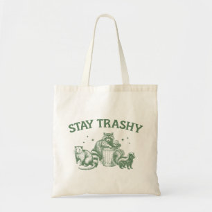 "Stay Trashy" Funny Raccoon Tote Bag