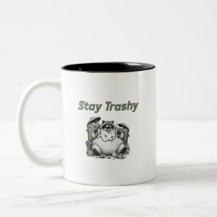 Stay Trashy, Trash Panda, Raccoon Two-Tone Coffee Mug