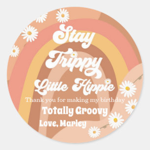 Stay Trippy Little Hippie Retro Groovy Thank You C Classic Round Sticker