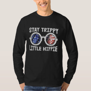 Stay Trippy Little Hippie Tie Dye American Flag Su T-Shirt