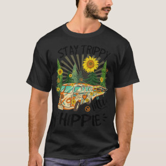 Stay Trippy Little Hippie Vintage Van Peace Sign  T-Shirt