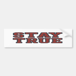 Stay True Retro Varsity Block Lettering Deep Red Bumper Sticker