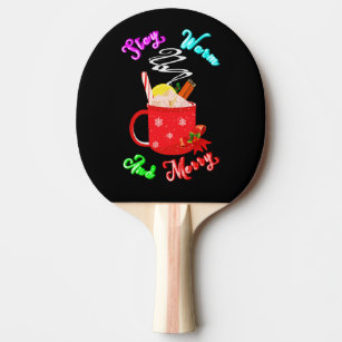 Stay Warm And Merry Cinnamon Snowflakes Christmas Ping Pong Paddle