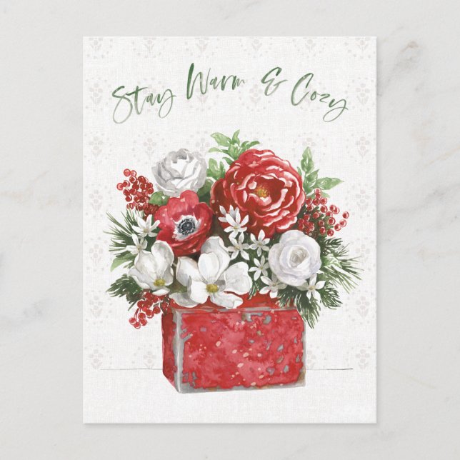Stay Warm & Cozy Holiday Postcard (Front)