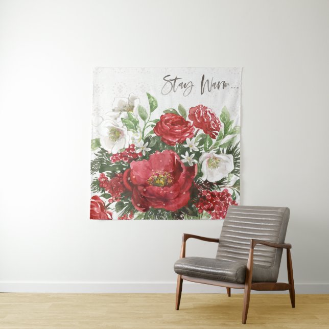 Stay Warm - Holiday Flowers Tapestry (In Situ (Horizontal))