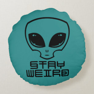 Stay Weird Alien Head Round Pillow