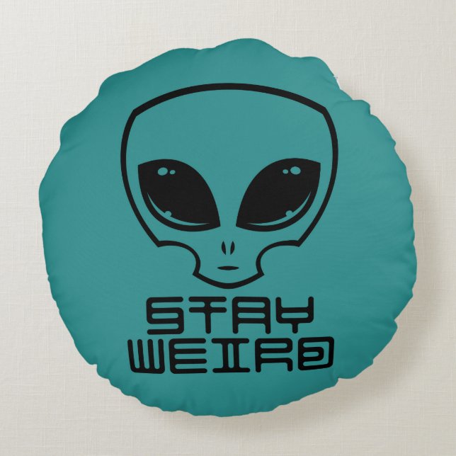 Stay Weird Alien Head Round Pillow (Back)
