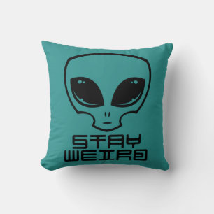 Stay Weird Alien Head Throw Pillow