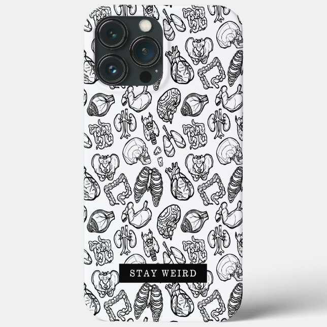 Stay Weird Black & White Human Anatomy Biology Case-Mate iPhone Case (Back)