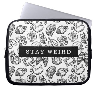 Stay Weird Black & White Human Anatomy Biology Laptop Sleeve