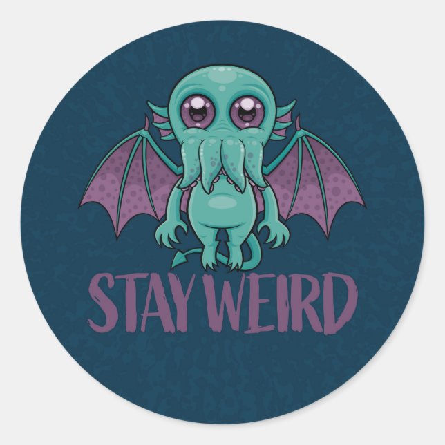 Stay Weird Cute Cthulhu Monster Classic Round Sticker (Front)