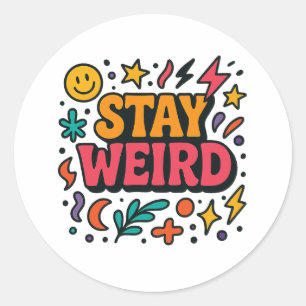 Stay Weird Funky Retro Doodle Sticker 