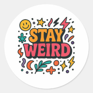 Stay Weird Funky Retro Doodle Sticker 