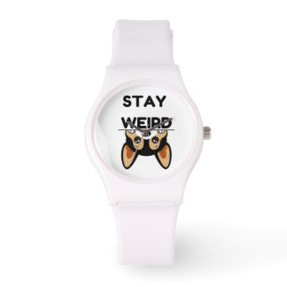 Stay Weird Funny Boston Terrier Cartoon Dog Watch