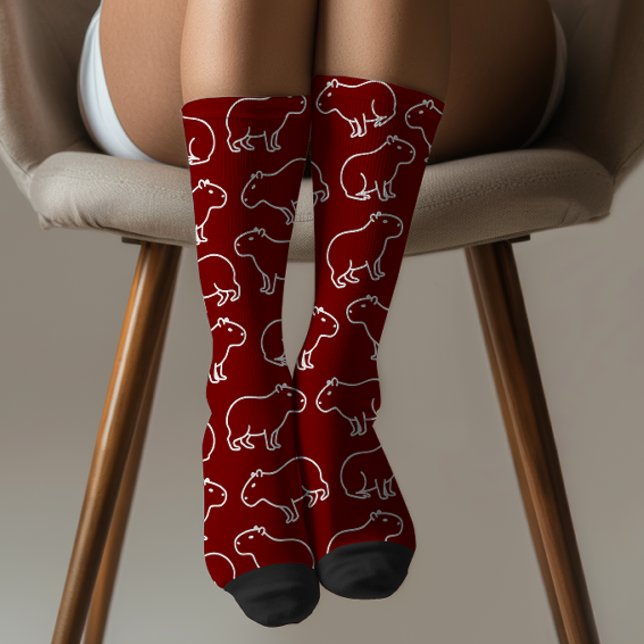 Stay Weird Funny Capybara Pattern Socks (This quirky and minimalist capybara pattern is a playful celebration of individuality and charm. )