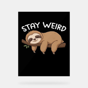 Stay Weird funny sloth for animal lover men women  Acrylic Sign