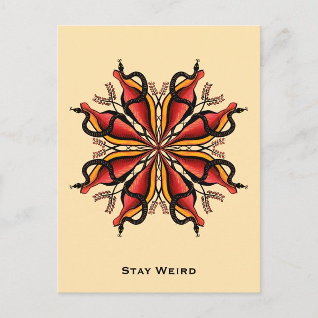 Stay Weird - Goth Snakes Flower Tattoo Style Postcard (Front)